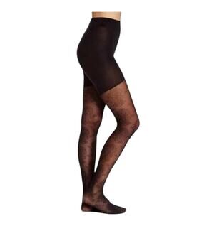SPANX Medallion Pattern Shaping Tights Black Size B 2 Pair Hosiery Lot